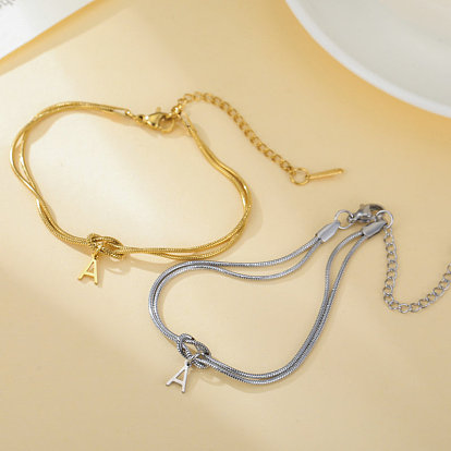 304 Браслеты с подвесками в виде инициалов из нержавеющей стали, браслеты из змеиной цепи для женщин