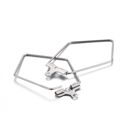 304 Stainless Steel Pendants, Hoop Earring Findings, Rhombus