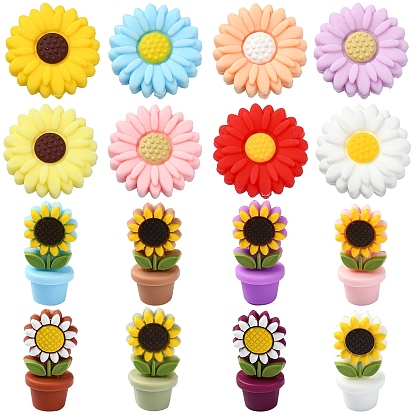 16 шт. 16 стили подсолнух/ромашка цветочный горшок пищевые экологически чистые силиконовые бусины
