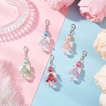 Цветочный ангел, подвески из акрила и стекла, украшения, Сплав с застежками когтя омара