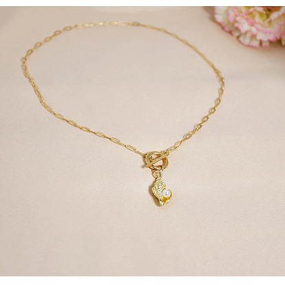 Ожерелья из жемчуга и сплава, латунные цепочки-скрепки для женщин, формы раковины