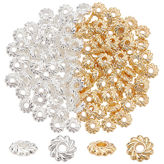 120шт 2 цвета стойка покрытие сплав бусины, долговечный, без кадмия и без свинца, цветок