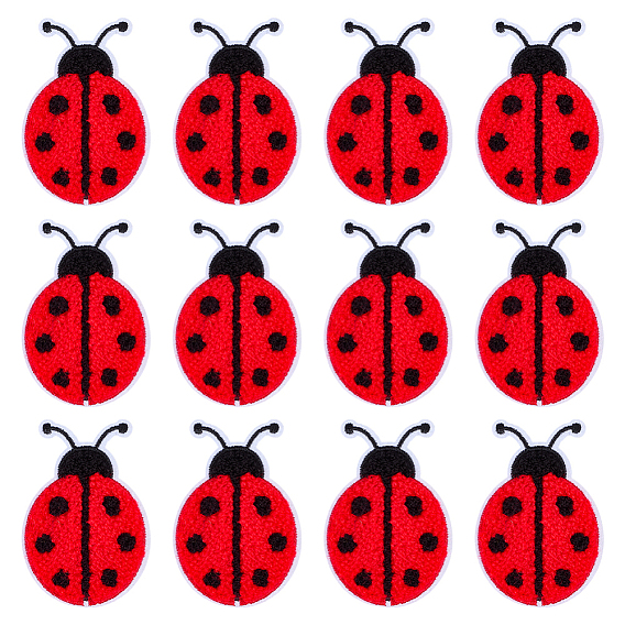 12шт. нашивки с компьютерной вышивкой в виде божьей коровки, пришиваемые/приклеиваемые утюгом, аксессуары для костюма, аппликация