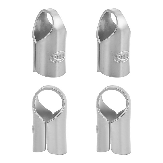 4 embouts de cordon en argent sterling de 100 %, embouts, avec 1 tissu en daim pc chiffon de polissage argenté carré