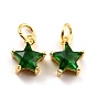 Brass Cubic Zirconia Charms, Real 18K Gold Plated, Cadmium Free & Lead Free, Star