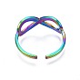 304 Stainless Steel Infinite Wrapped Wrapped Cuff Ring, Rainbow Color Open Ring for Women