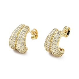 Rack Plating Brass Micro Pave Cubic Zirconia Stud Earring, Cadmium Free & Lead Free, Long-Lasting Plated