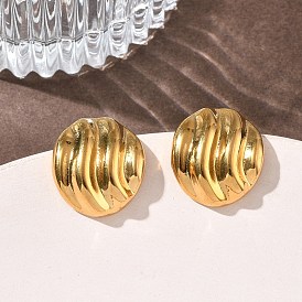 304 серьги-гвоздики из нержавеющей стали для женщин, овальные, ионное покрытие (ip)