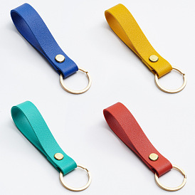 PU leather key chain accessories car key ring pendant simple personality leather metal key chain hardware