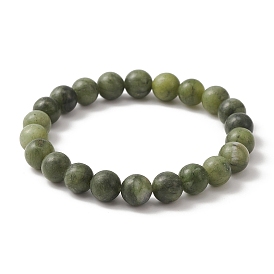 Natural Chinese Jade Round Beaded Stretch Bracelets for Women