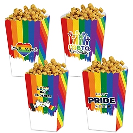 Pride Flag/Rainbow Flag Theme Creative Folding Popcorn Paper Boxes, Stripe Pattern, for Popcorn Packaging