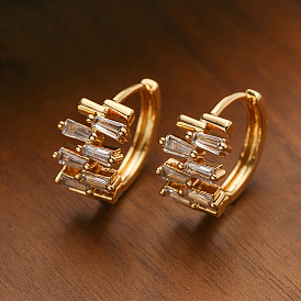 Geometric Vintage Earrings with Zirconia Stones in 18K Gold Plating