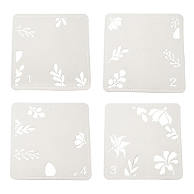 4pcs 4 styles pet out dessin pochoirs de peinture, pour scrapbooking bricolage, album photo