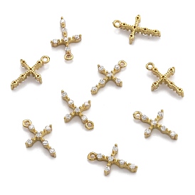 Breloques en laiton zircon cubique transparent, croix