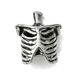 304 Stainless Steel Pendants, Human Rib Cage Charms