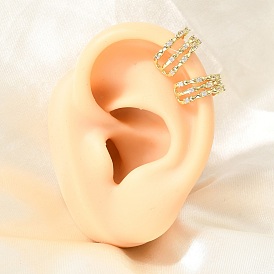Brass Micro Pave Cubic Zirconia Cuff Earrings for Women, Long-Lasting Plated, Cadmium Free & Lead Free, Real 18K Gold Plated