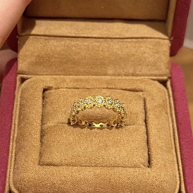 Латунные микропаве кубические цирконии цветок регулируемые манжеты кольца для женщин