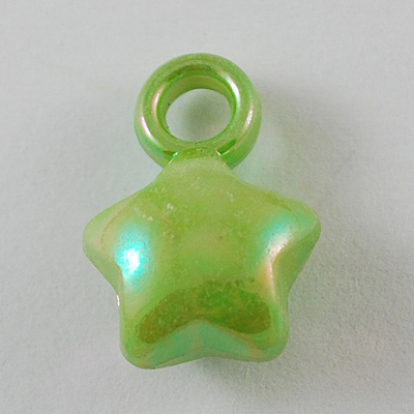 Opaque Acrylic Pendants, AB Color, Star, Mixed Color, 17x12x7mm, Hole: 3mm