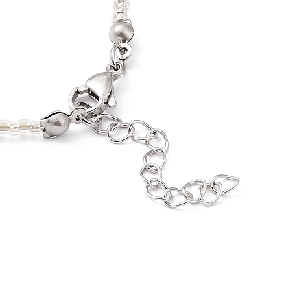 Collier pendentif en perles naturelles avec chaînes en perles de verre
