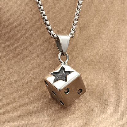 Панк-стиль 316l подвеска в виде игральной кости из хирургической нержавеющей стали для мужчин, не тускнеет