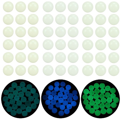 90pcs 3 Colors Resin Beads, Luminous/Glow in the Dark, Round
