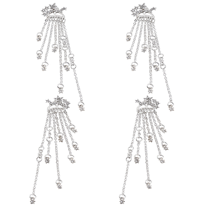 2 pares de pendientes colgantes de aleación de estrella con diamantes de imitación para mujer, encanto de cadena