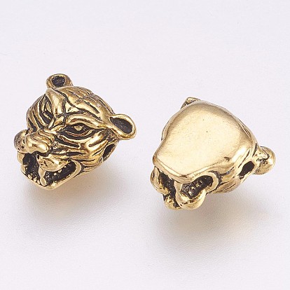 Сплавочные овальные бусины тибетского стиля , голова тигра