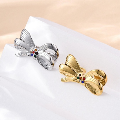 304 нержавеющая сталь с регулируемыми манжетами из стразов, бантом, ионное покрытие (ip)