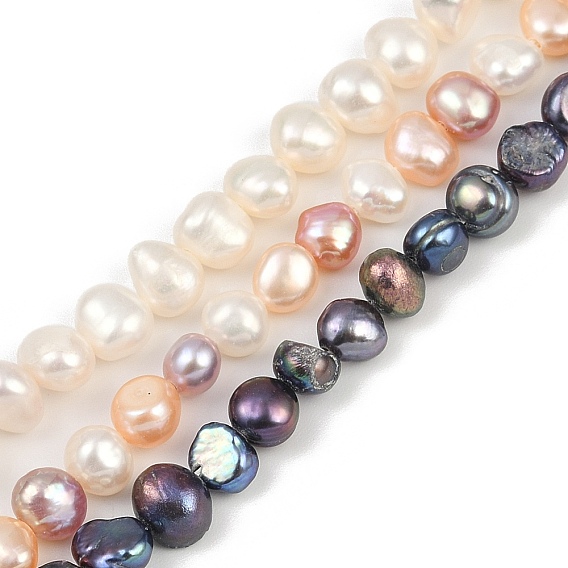 Нити из натурального культивированного пресноводного жемчуга, двух сторон полированной