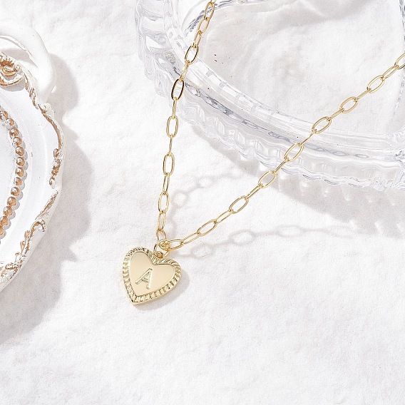 Сердце с буквой латунный кулон скрепка цепочка ожерелья, золотые