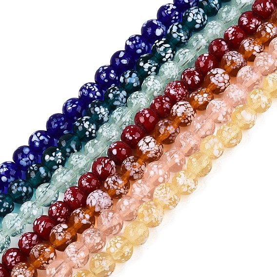 Handmade Lampwork Beads Strands, Speckled Round