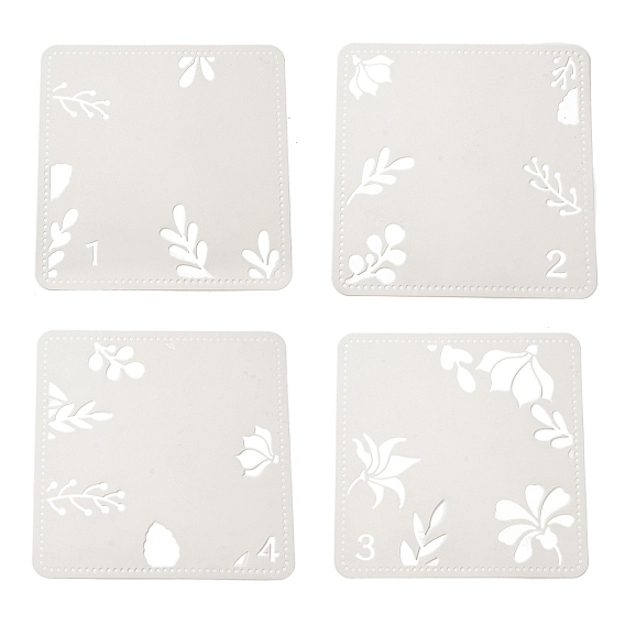 4Pcs 4 Styles PET Out Drawing Painting Stencils, for DIY Scrapbook, Photo Album