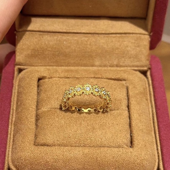 Латунные микропаве кубические цирконии цветок регулируемые манжеты кольца для женщин