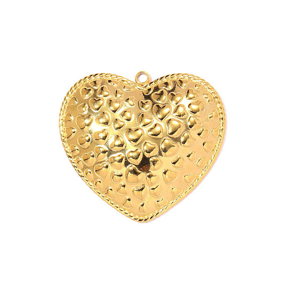 304 подвески из нержавеющей стали, фактурные подвески в виде сердечек, ионное покрытие (ip), зеркальная полировка