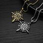 Vintage 304 Stainless Steel Viking Compass Pendant Necklaces for Men