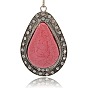 Tibetan Style Alloy Resin Big Big Pendants, with Rhinestone, Drop, Antique Silver, 72x47.5x11mm, Hole: 4mm