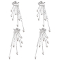2 Pairs Star Alloy Rhinestone Dangle Stud Earrings for Women, Chain Charm