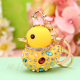 Cute Duck Keychain with Sparkling Rhinestones for Women's Bags and Cars