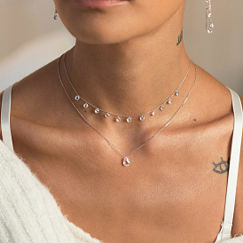 2 шт. 2 комплекты ожерелья с подвесками в форме капельки с кубическим цирконием с родиевым покрытием 925 серебряные кашены для женщин
