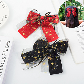 Charming Bow Hair Clip with Stars for Women, Lolita and Vintage Style