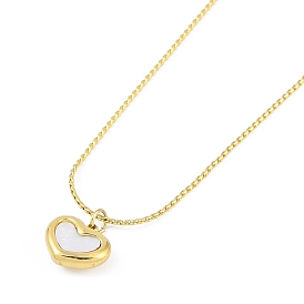 Ion Plating(IP) 304 Stainless Steel Pave Shell Heart Pendant Necklaces for Women