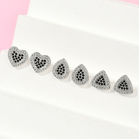 Серьги-гвоздики из латуни с микропаве из кубического циркония для женщин, без кадмия и без свинца, долговечный, стойки покрытие, платина