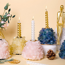 Natural Gemstone and Metal Candlestick Ornaments, Candle Holders