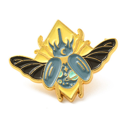 Alloy Enamel Brooches, Enamel Pin, with Butterfly Clutches, Insect, Golden