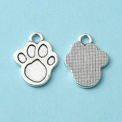Tibetan Style Zinc Alloy Pendants, Dog Paw Prints, Lead Free & Cadmium Free, 22x17x2mm, Hole: 3mm, about 400pcs/1000g