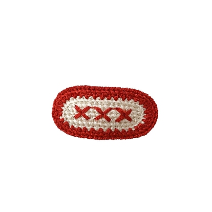 New Year Woolen Handmade Cute Knitted Snap Hair Clips, Hair Accessories for Girls, Oval with Cross/Flower/Cherry Pattern