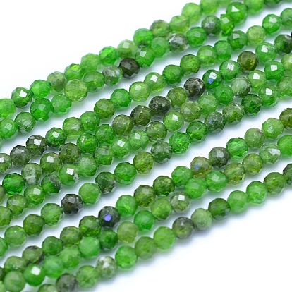 Natural Diopsidel Beads Strands, Faceted, Round