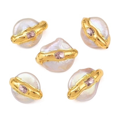 Натуральный кеши жемчуг бисер, с медными находками и стеклом, цветочный белый, планета