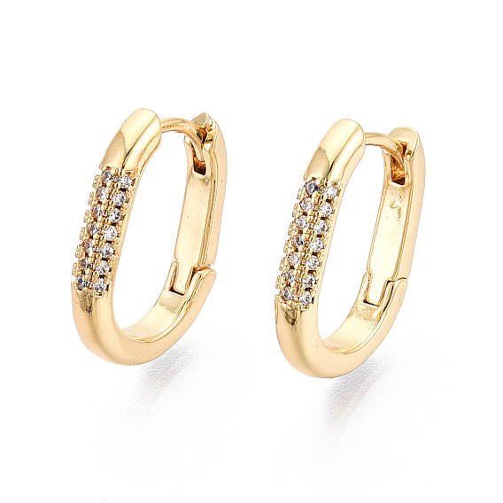 Латунные серьги-кольца из прозрачного кубического циркония, овальные