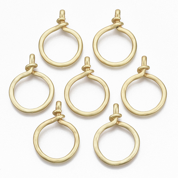Alloy Pendants, Matte Style, Cadmium Free & Nickel Free & Lead Free, Ring, Real 14K Gold Plated